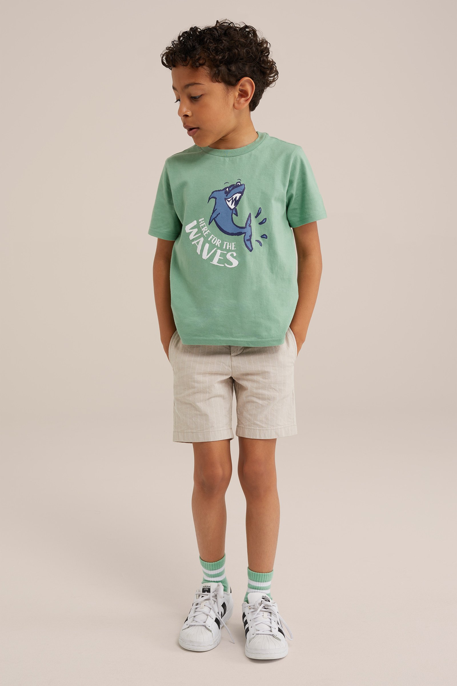 Jongens T-shirt met opdruk WE Fashion Lichtgroen