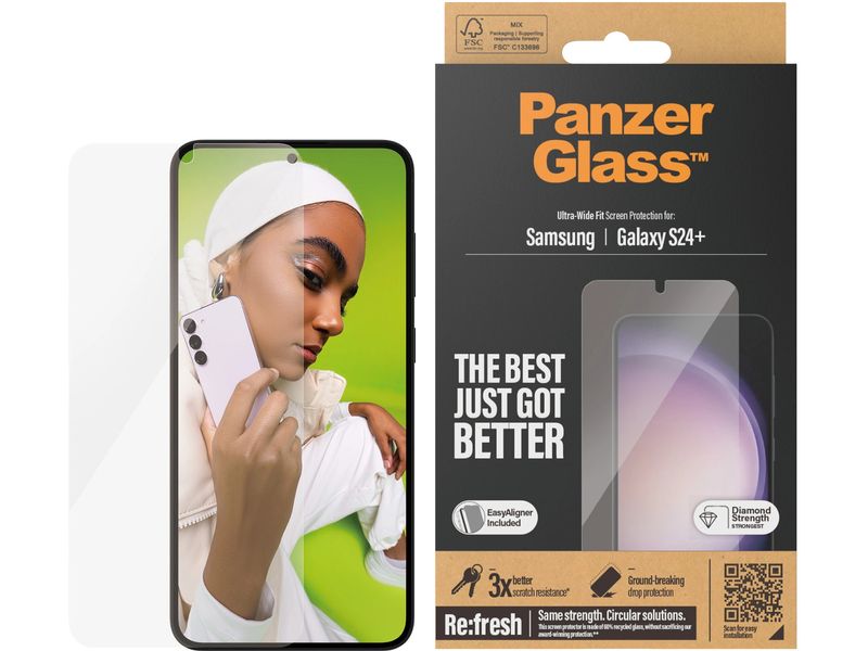 Panzerglass Displayschutz Ultra Wide Fit Galaxy S24  mit Ap Display-Schutzfolie für das Samsung Galaxy S24  mit Montagehilfe