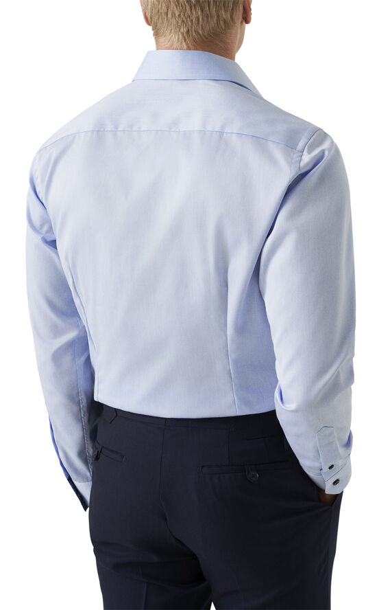 ETON Slim Fit Light Blue Floral Effect Signature Twill Shirt Lyseblå