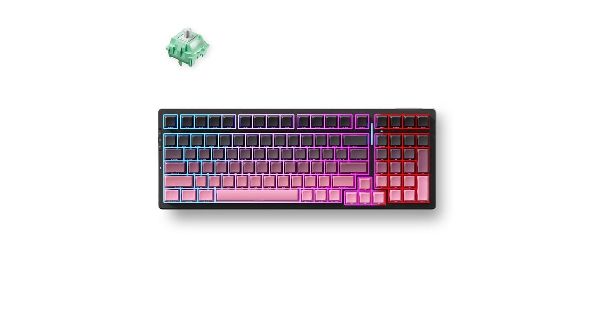 MCHOSEG98 Pro Black Pink Cabbage Tofu V2 Wireless Tri-Mode Custom Mechanical, gaming toetsenbord  (Zwart/pink, US lay-out, KTT Cabbage Tofu V2, 98%, RGB, Hot swap, Side engraved PBT, draadloos / Bluetooth / USB-C, Tweedekans)