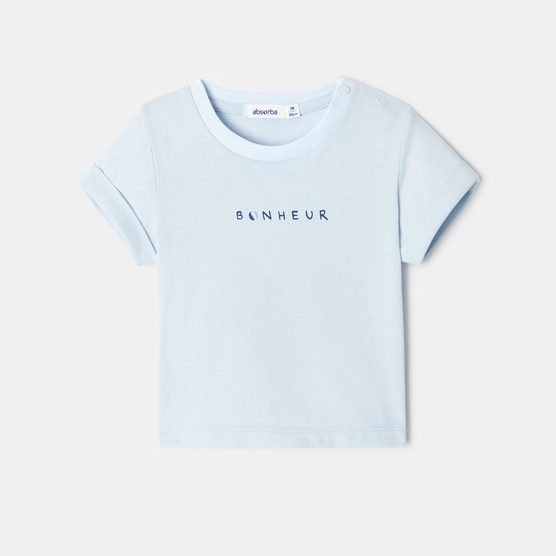 T-shirt manches courtes en coton bio bleu mixte Absorba