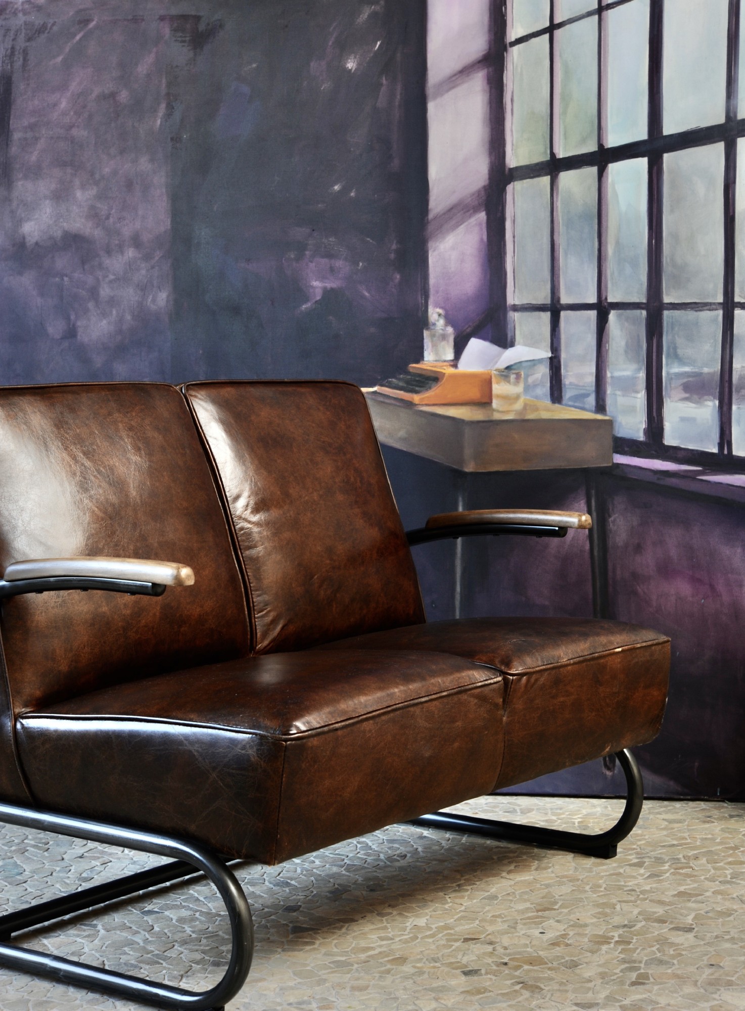 Ledercouch 'Joe Fendt', braun, B 115 cm, H 92 cm, T 85 cm von fischer's lagerhaus