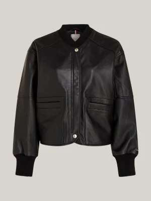 Jaqueta bomber com painéis de couro