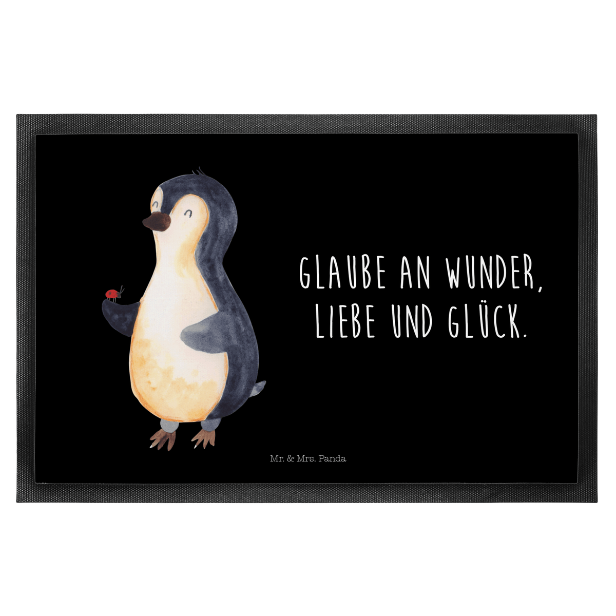 Mr. & Mrs. Panda 40 x 60 cm Deurmat Pinguïn Lieveheersbeestje - Zwart