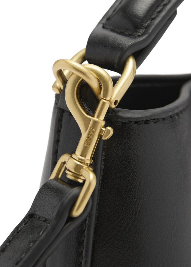 MANGO Mini shopper bag with metallic deta Black