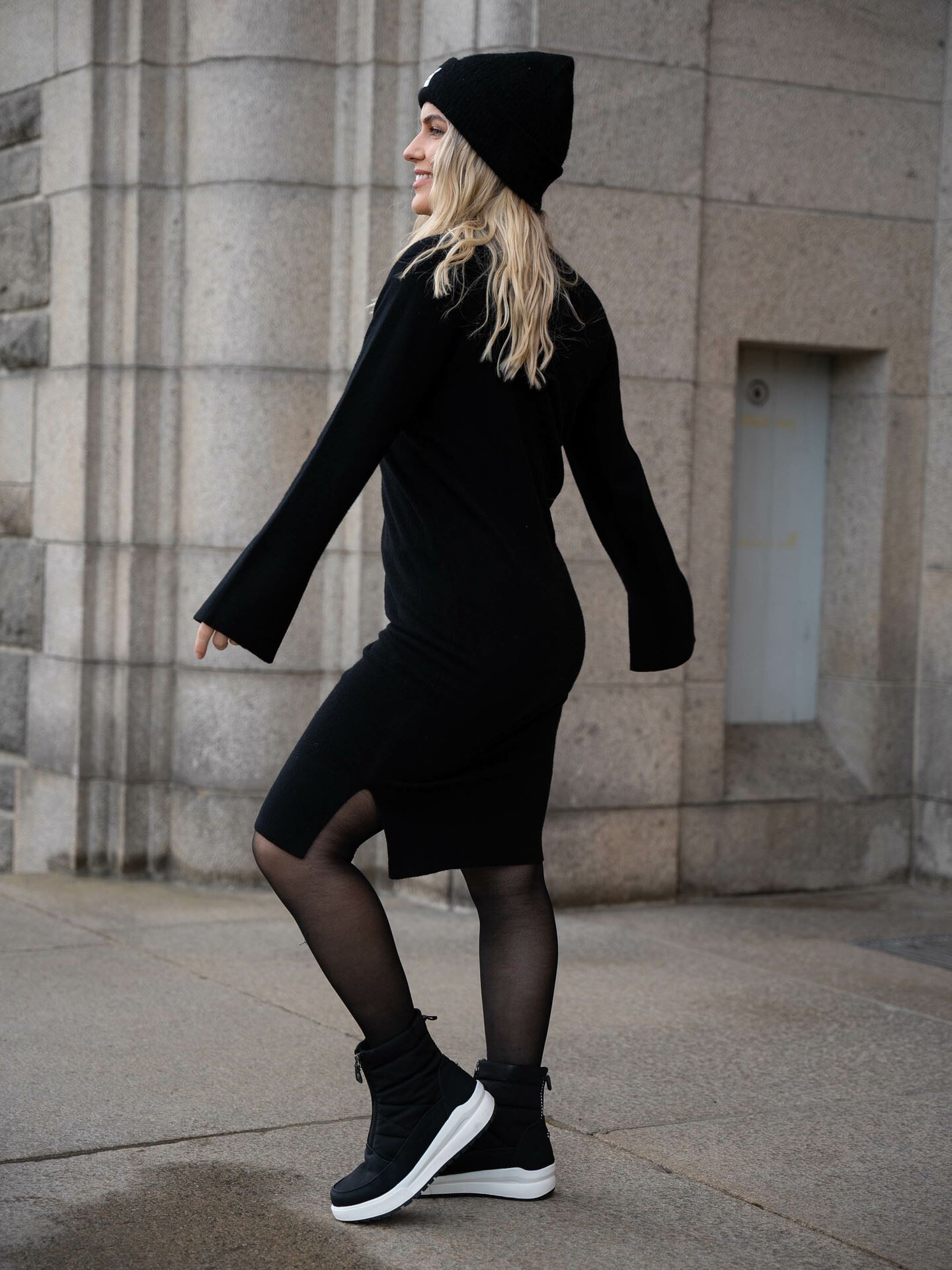 Emilie Long Sleeve High Neck Knit Dress