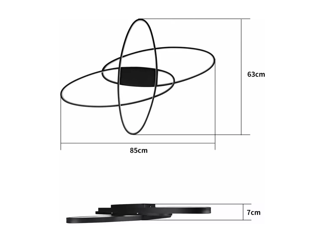 NETTLIFE Plafonnier LED Noir 75 W à intensité variable avec télécommande Intérieur Moderne pour Salon Chambre Cuisine Salle à Manger et Bureau