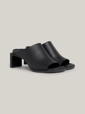 Mules de couro com salto bloco