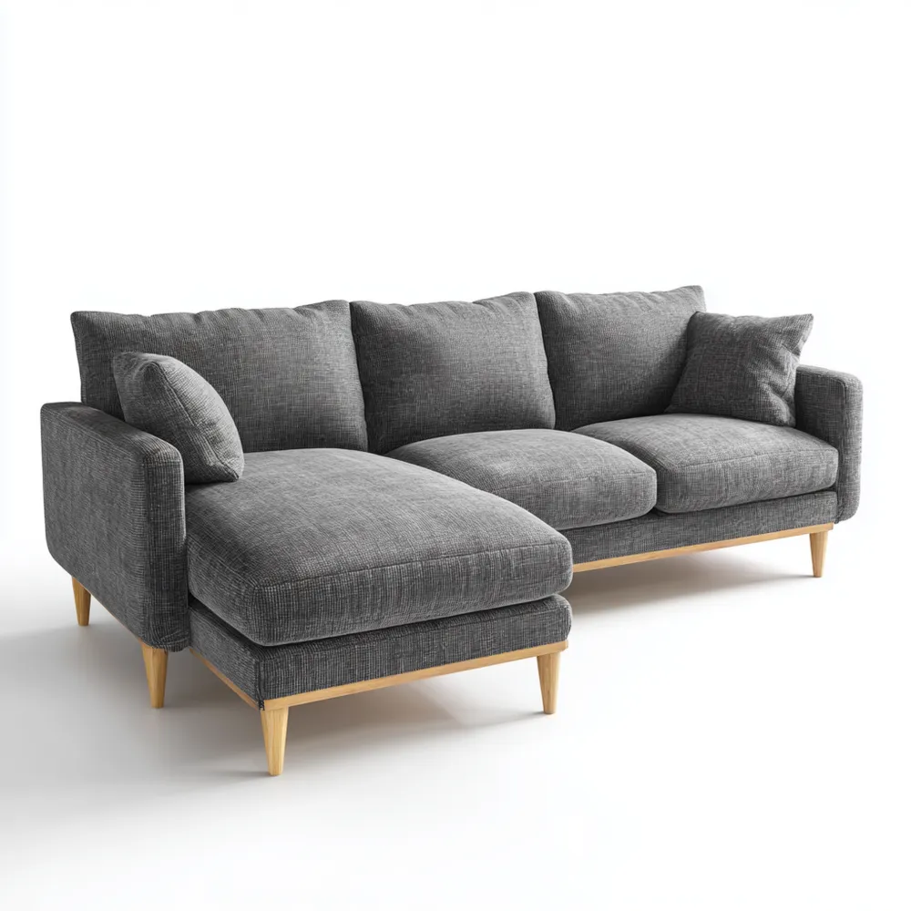 Ecksofa Stoffpolster 220x150x85 cm - Dunkelgrau - Modernes Design