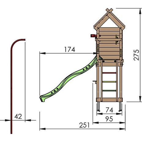 Jungle Gym Resort legetårn komplet inkl. rød rutsjebane