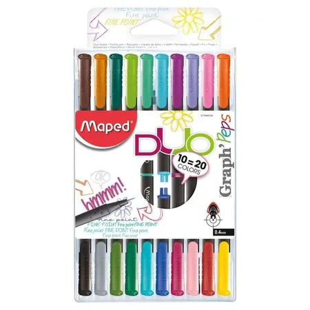 Maped Fineliner Graph'Peps Duo, 10 Stifte, 20 Farben