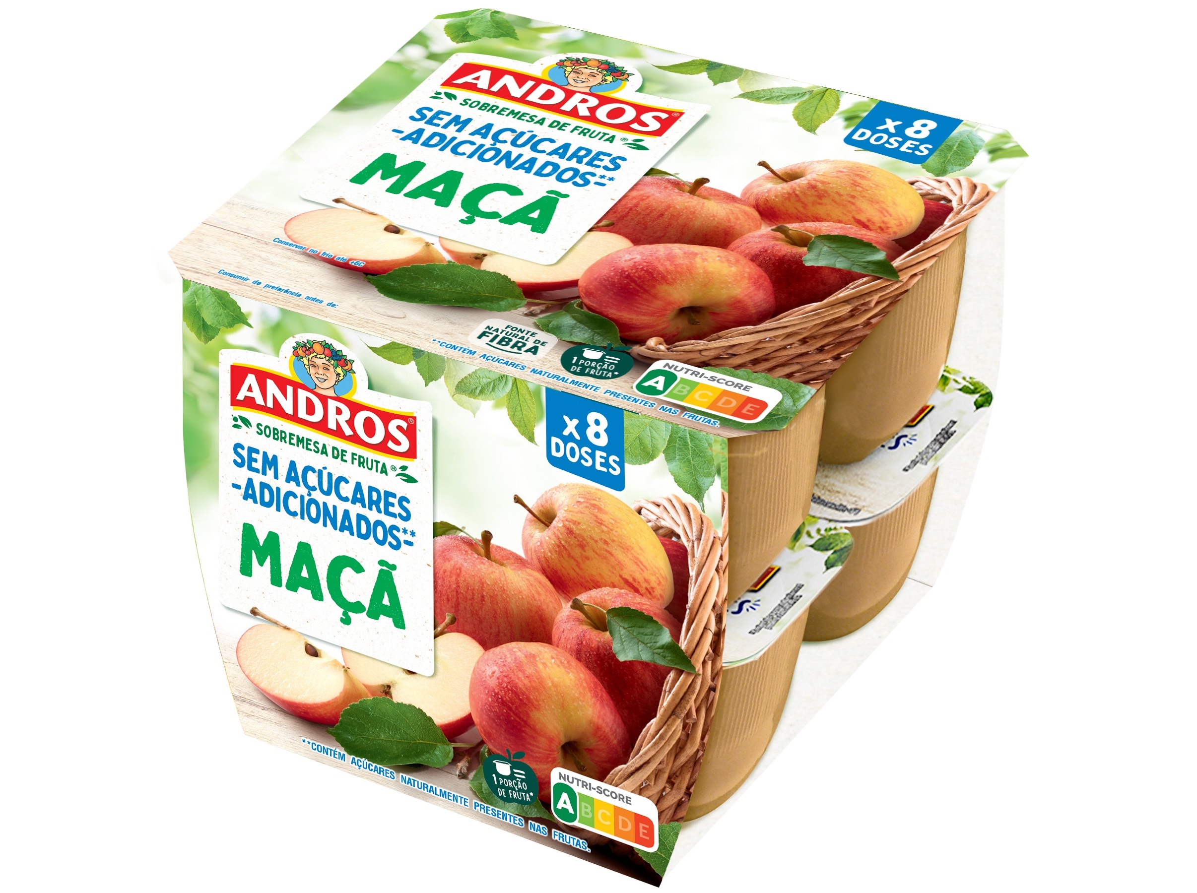 SOBREMESA ANDROS MAÇÃ SEM AÇÚCAR ADICIONADO 8X100G