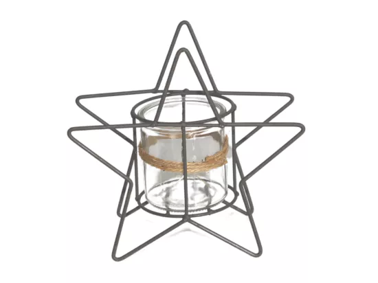 Photophore bougie bougeoir lanterne Noël jardin métal verre gris Ø20cm