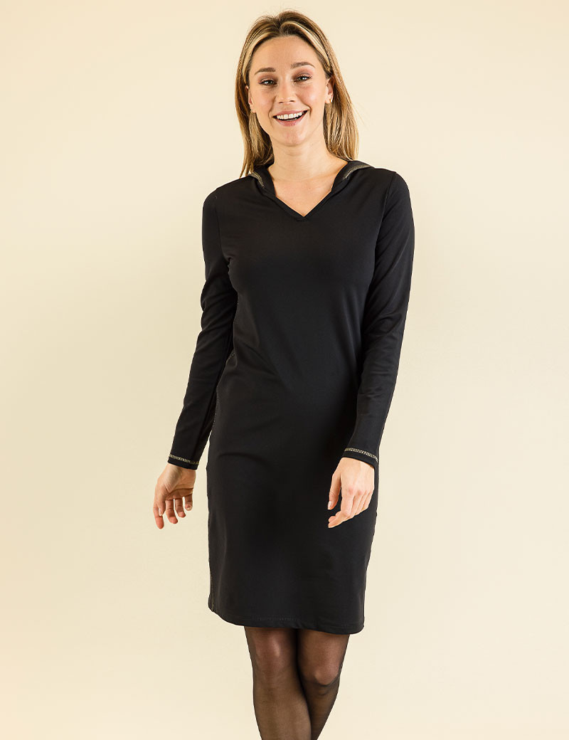 HBT BASICS ESSENTIELS | TINA ROBE NOIR/MORDORÉ