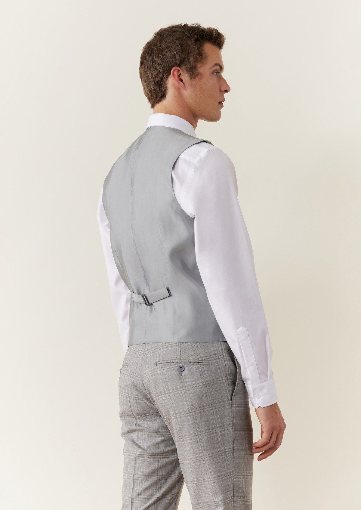 Gilet de costume en laine gris clair Prince de Galles