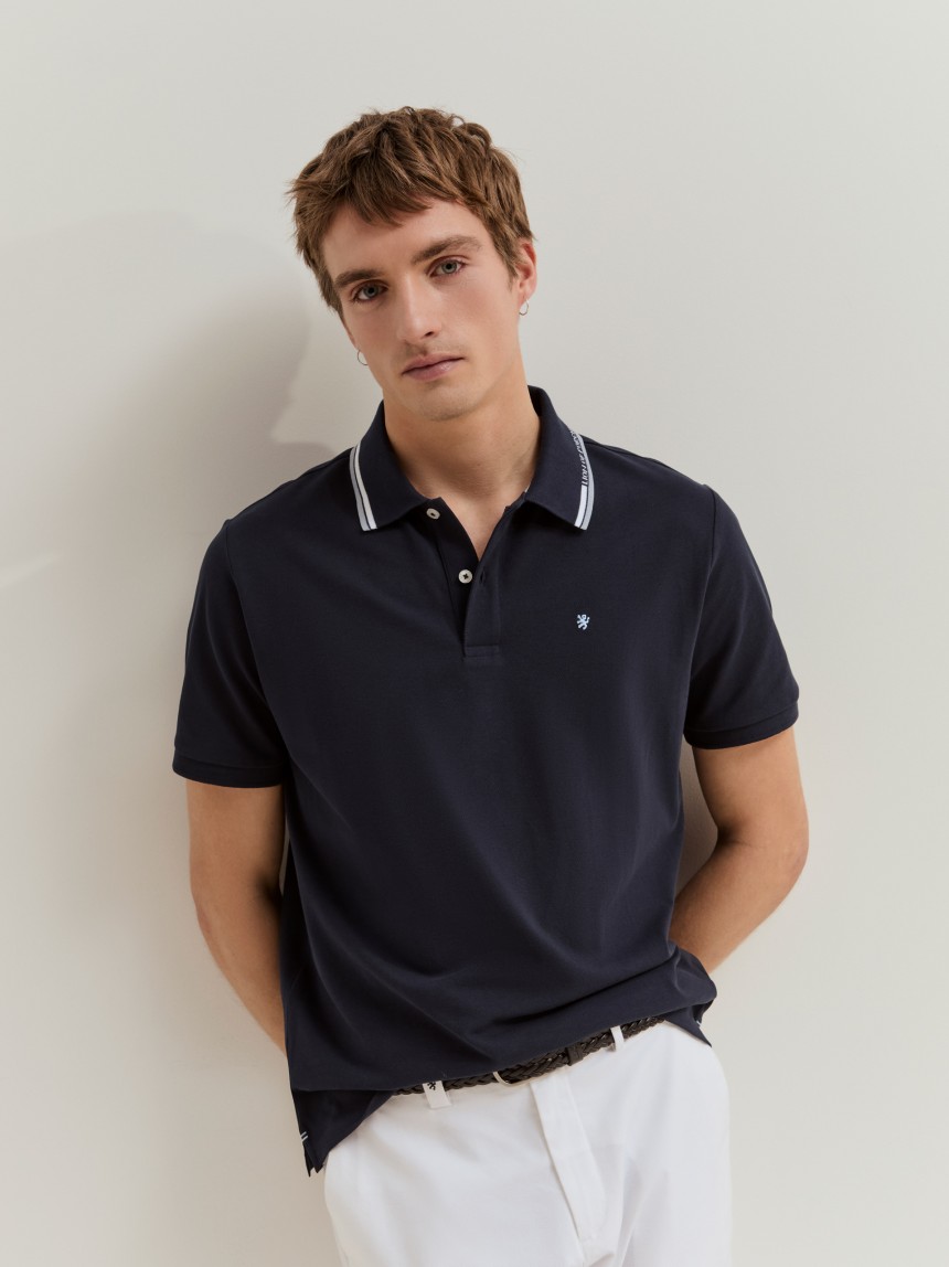 Polo de manga curta em algodão