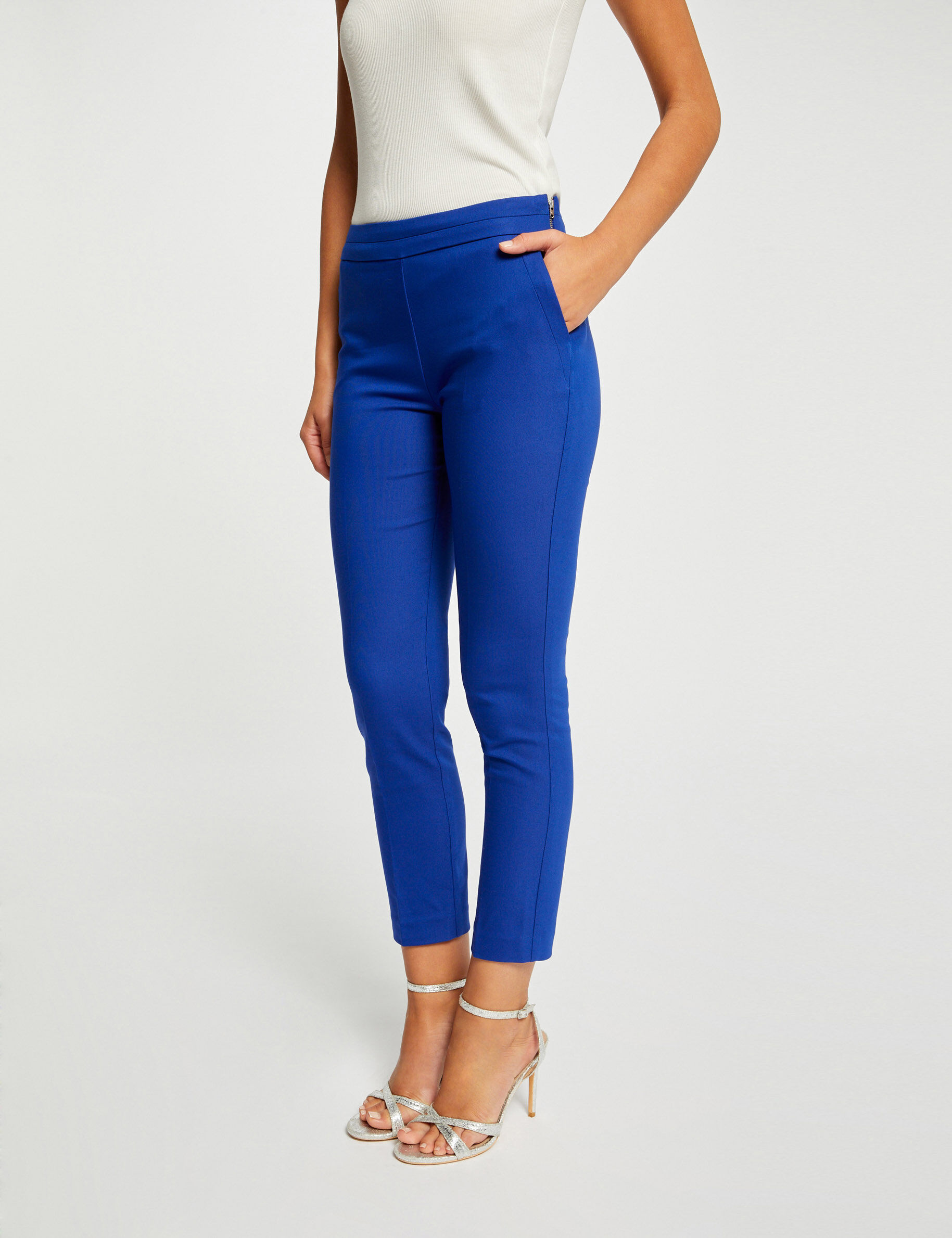 Pantalon cigarette 7/8ème bleu electrique femme - bleu_electrique