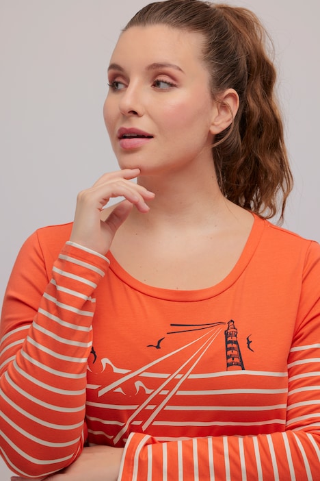 Shirt, Streifen, Leuchtturm, Classic, Rundhals, Langarm