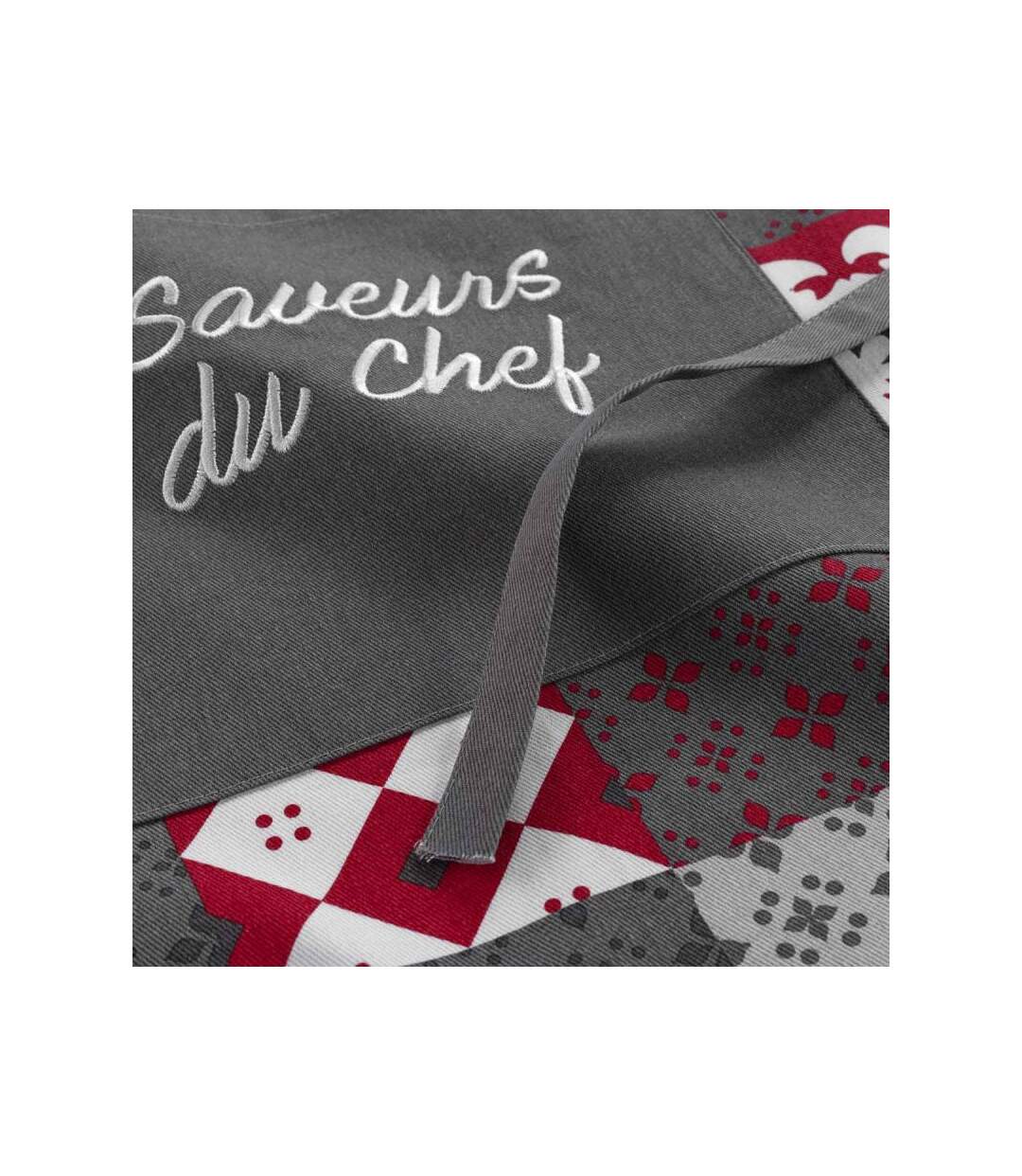 Tablier de Cuisine Credence 84cm Gris & Rouge