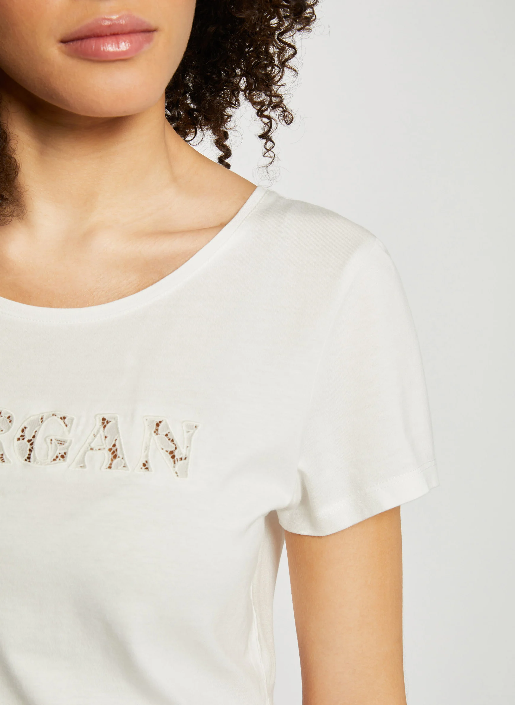 DOMA - Tee-shirt droit col rond en coton mélangé | Blanc