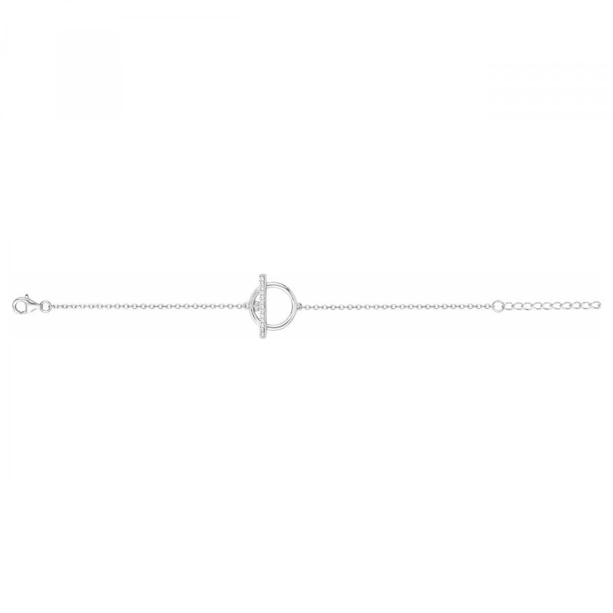 Bracelet souple mono-motif en Argent avec oxyde de zirconium blanc