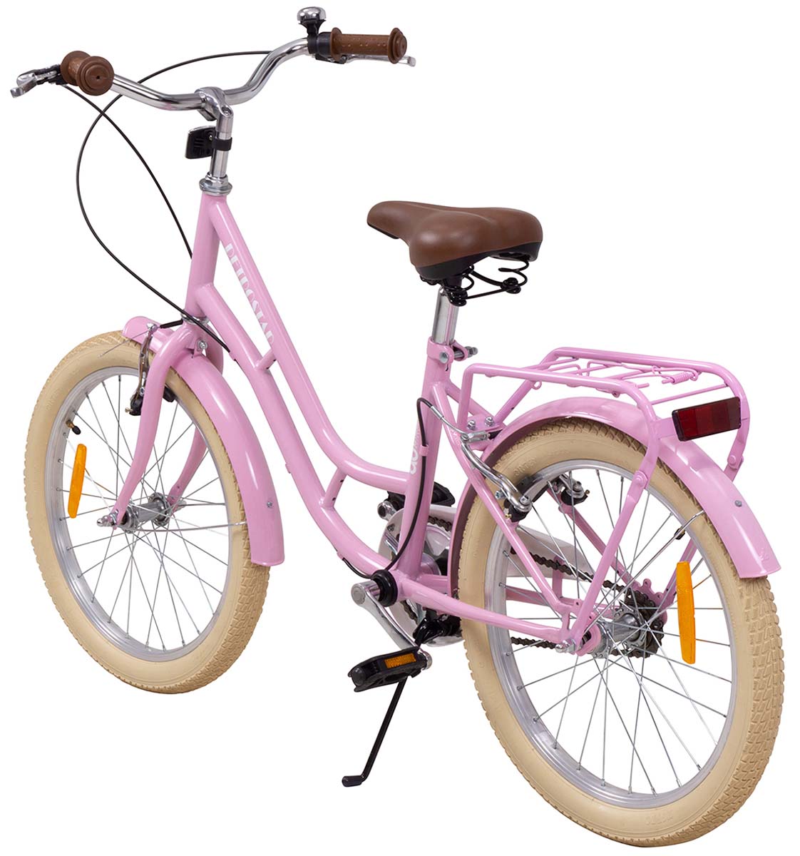 Actionbikes Kinderfahrrad Retrostar 20 Zoll, Rosa, Fahrradständer, Gepäckträger, Sattel gefedert