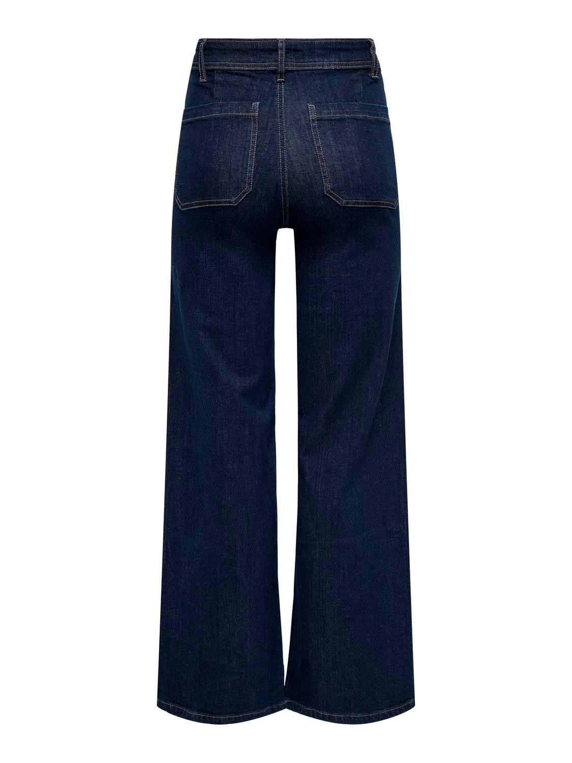 JDYVANESSA Hohe Taille Gerade geschnitten Jeans Dark Blue Denim