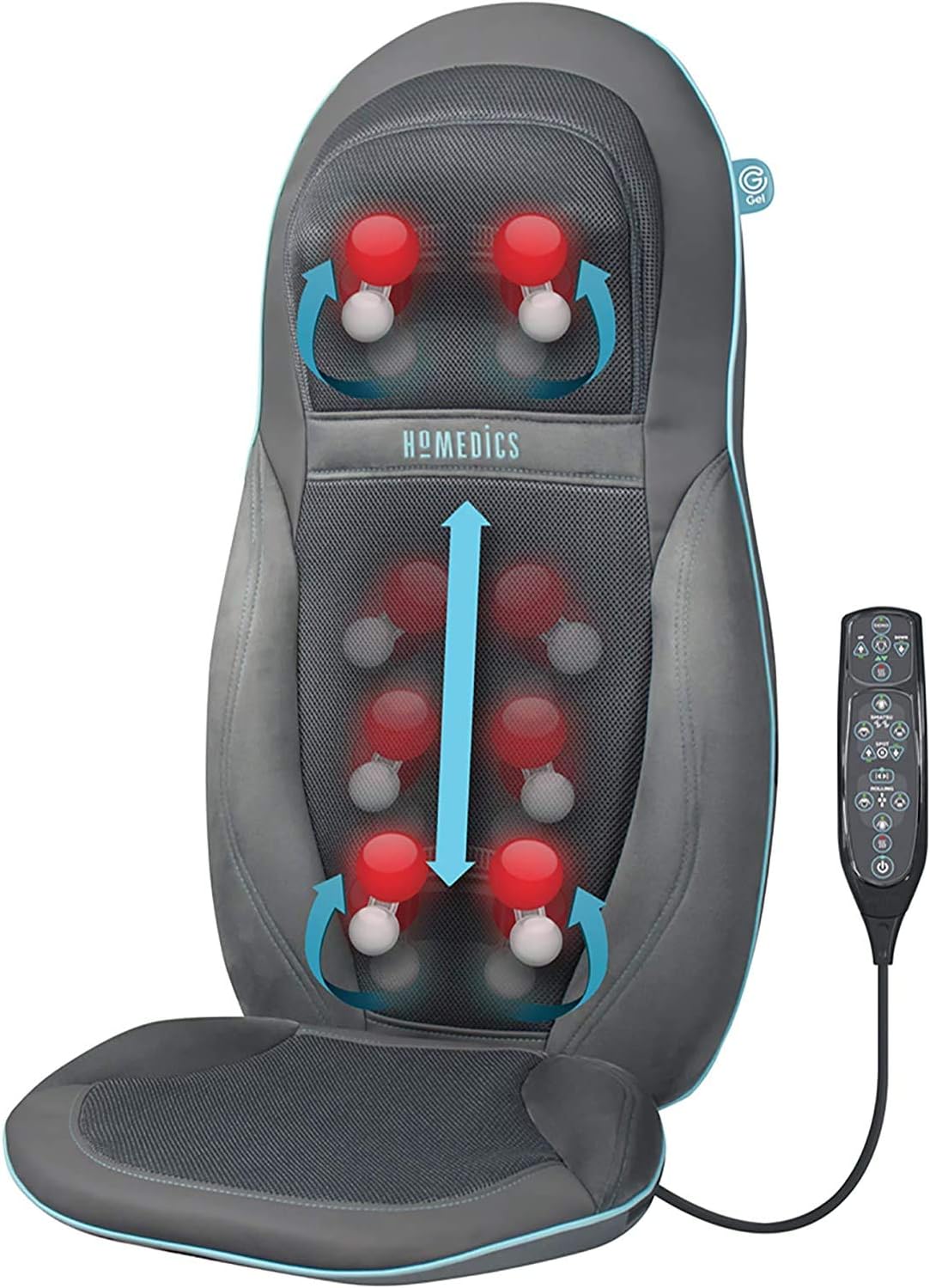 HoMedics Siège de Massage pour Le Dos et Epaules, 79 cm x 46 cm, Gris
