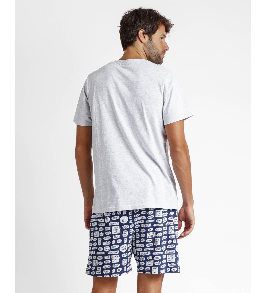 Pijama Admas DIVER Cool de manga curta cinza