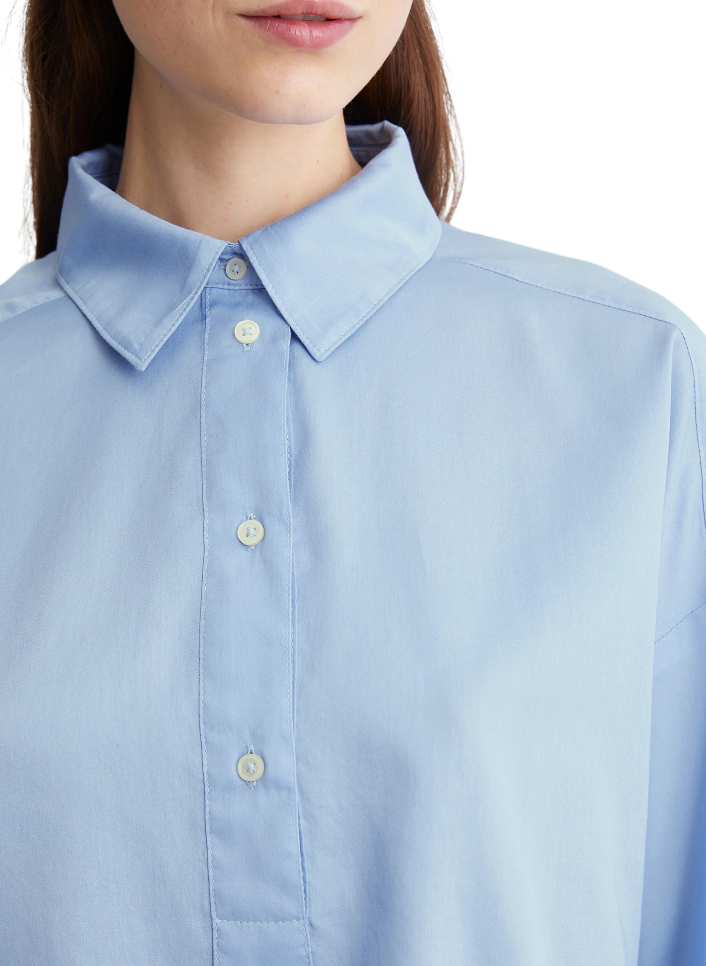 Blouse droite en coton| Bleu