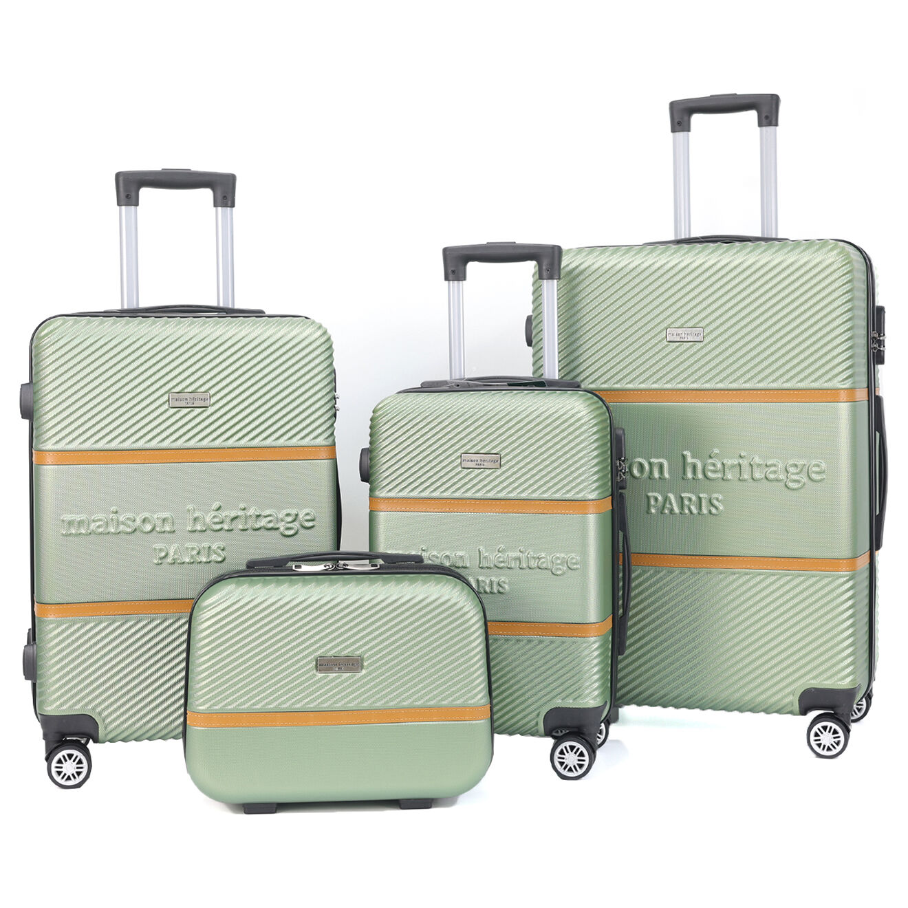 Maison Héritage 3 Valises 4 roues doubles & Vanity Opéra 50/60/70/30 cm & Vanity vert kaki