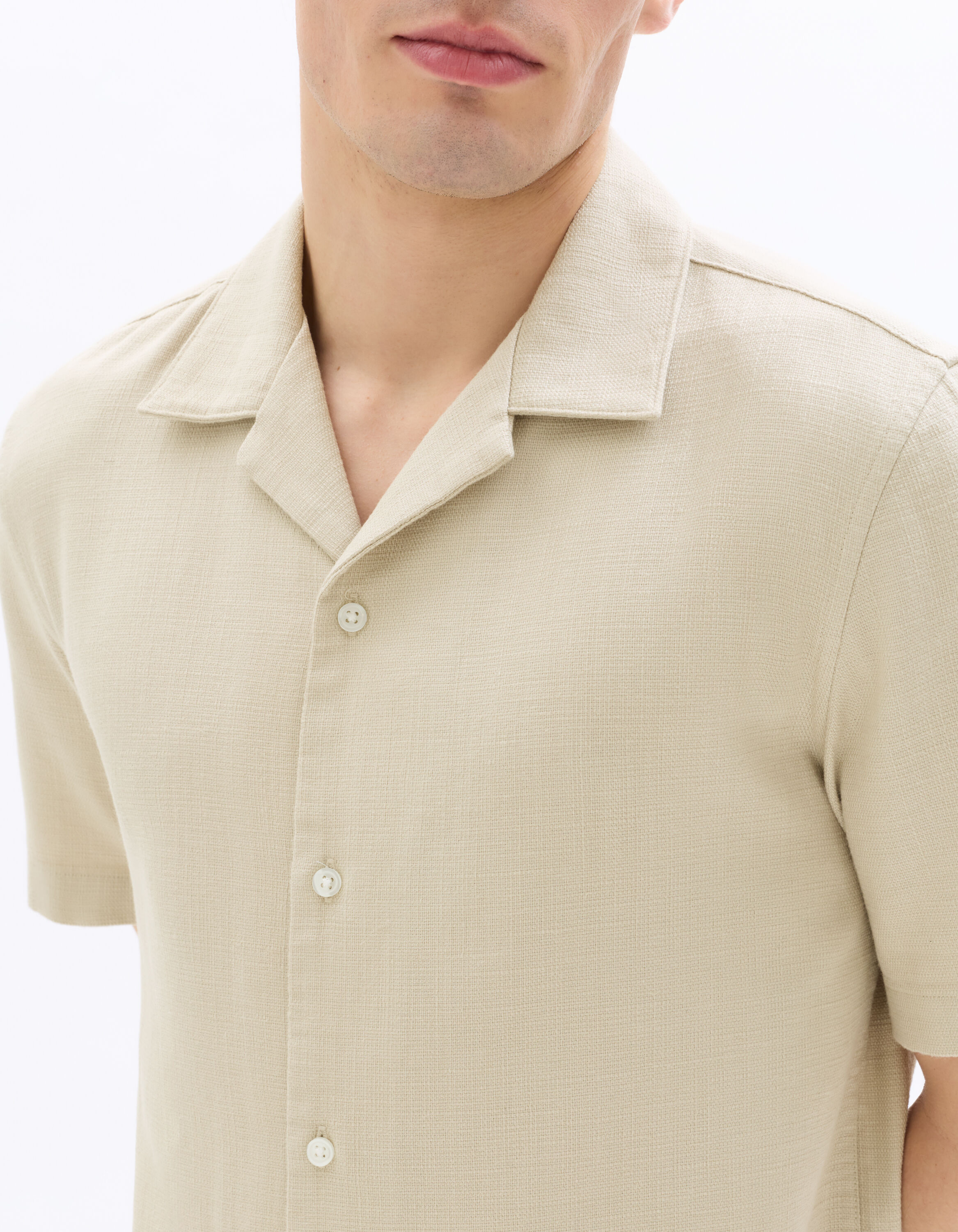 Chemisette regular texturée 100% coton - beige