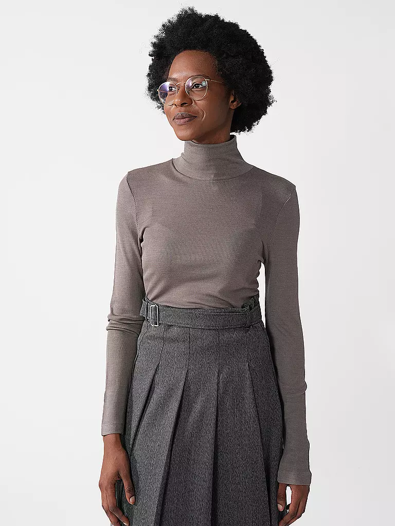 MEY Langarmshirt WOOL LOVE deep taupe hellbraun
