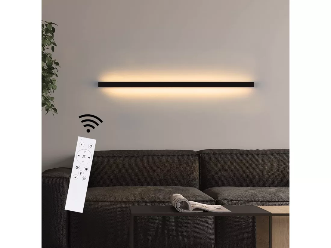 NETTLIFE Applique murale LED pour intérieur, noir, variable, 100 cm, moderne, 15 W, lampe de couloir, éclairage mural