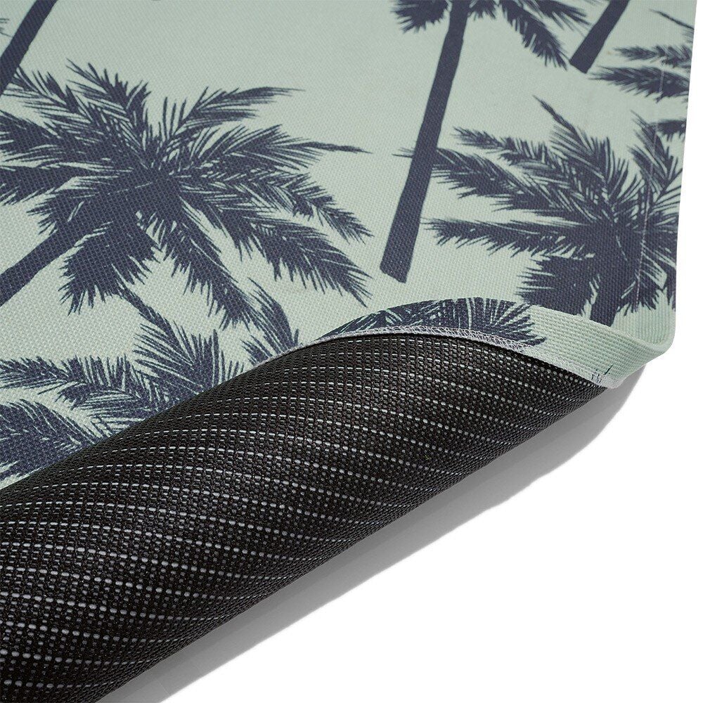 Tapis de jardin Bahamas antidérapant motif palmier vert pastel et noir