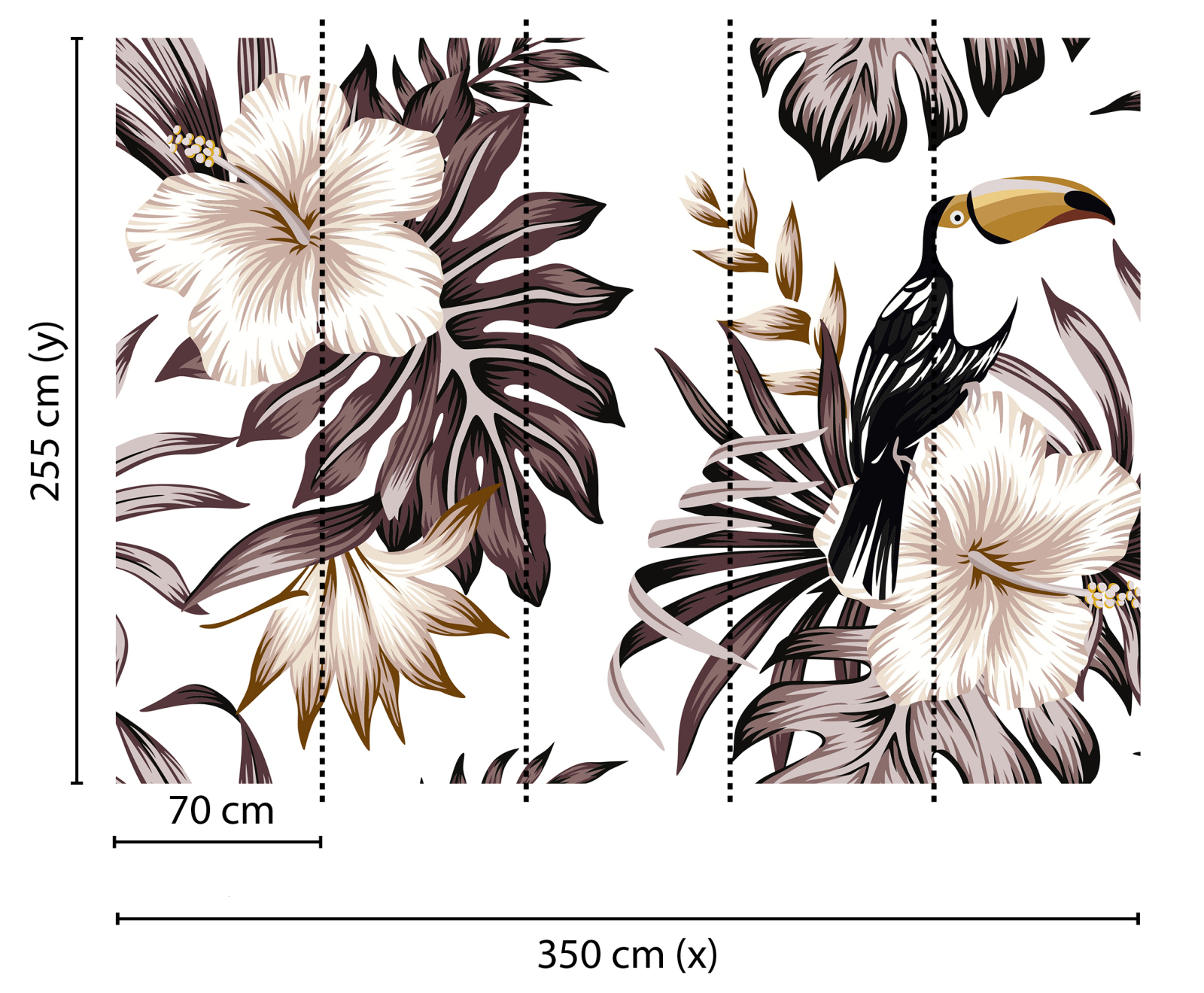 Fototapete DESIGNWALLS - Blumen - grau-weiß - 2,55 Meter