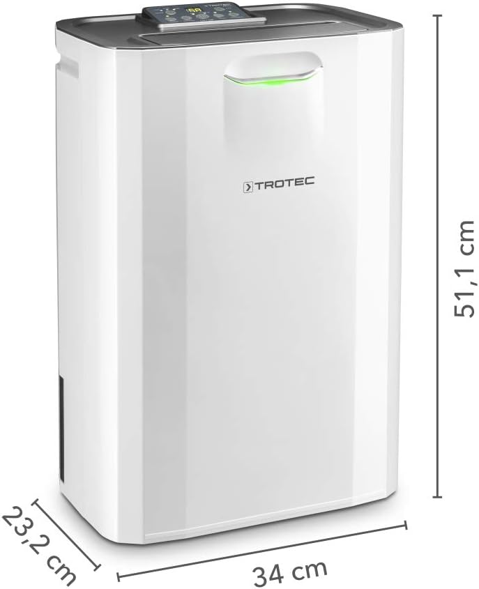 TROTEC Luftentfeuchter elektrisch TTR 57 E – Leistung 9 L/Tag – Fläche 20 m² / 50 m³ – Adsorptionsentfeuchter