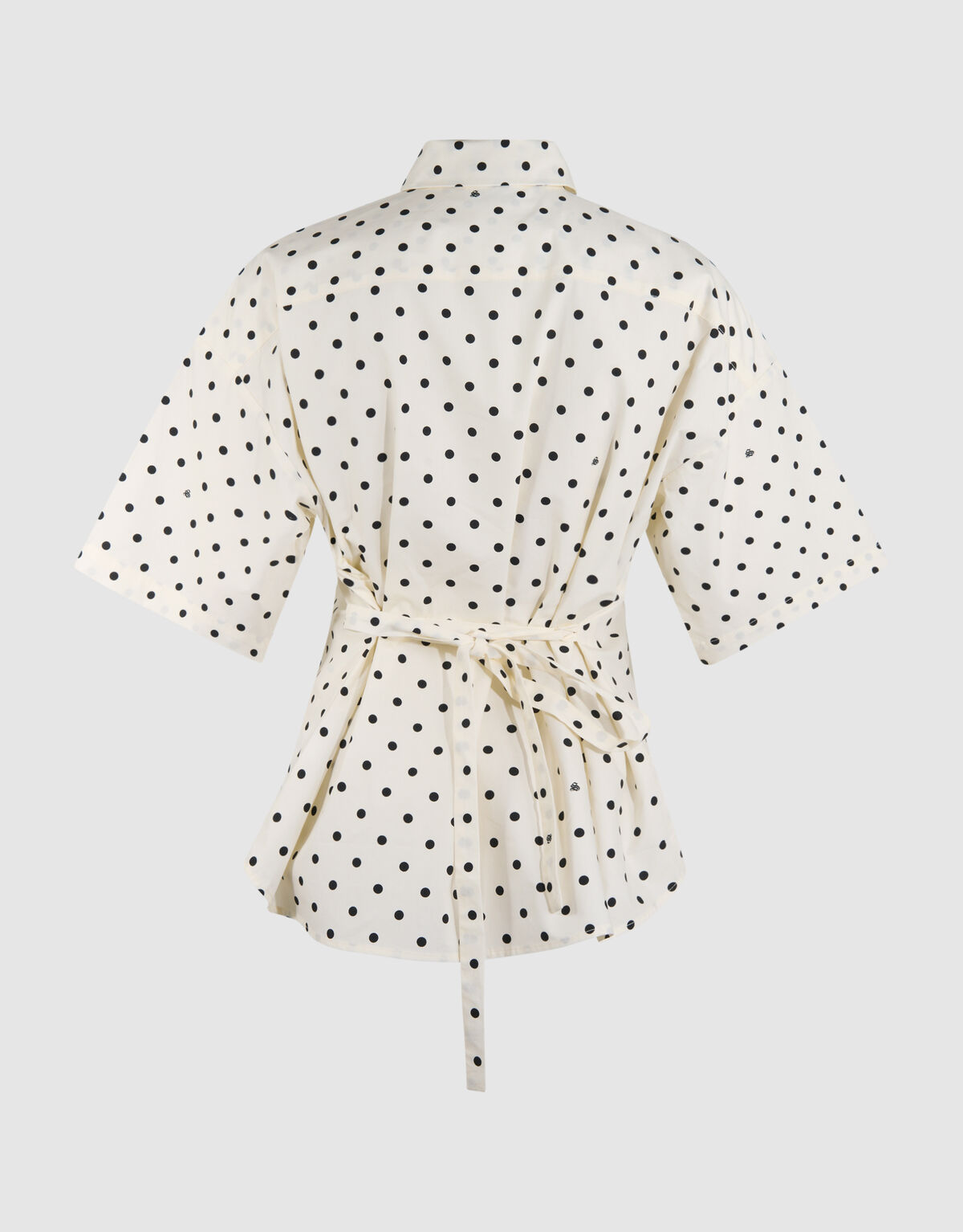 Polkadot Stropdas Blouse Zwart/Wit