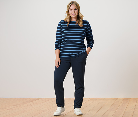 Gestreiftes Langarmshirt, dunkelblau