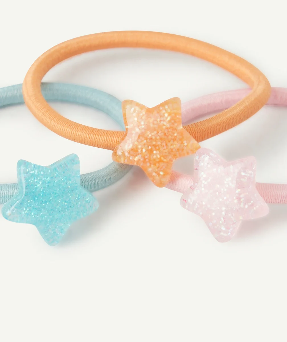 LOT DE 3 ÉLASTIQUES BÉBÉ FILLE AVEC ÉTOILES PAILLETÉES