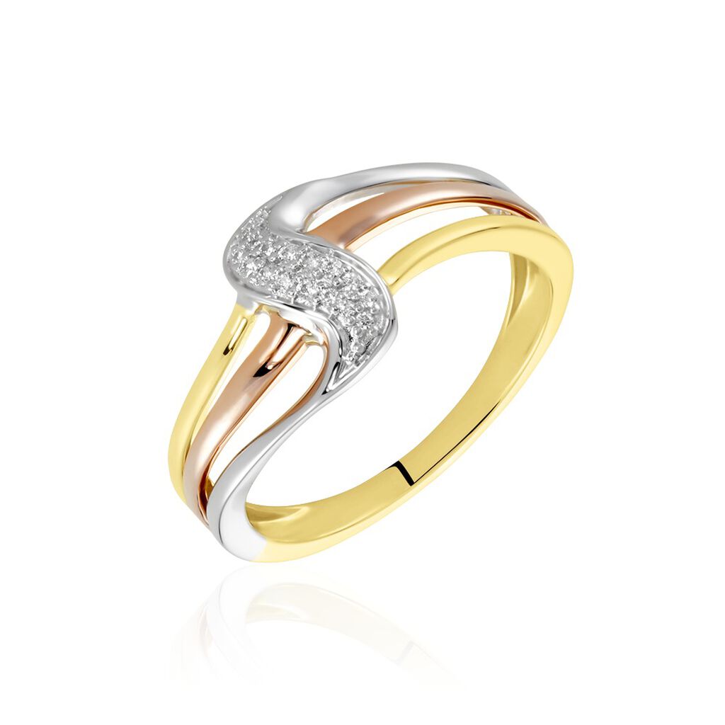 Bague Or Tricolore Dionyse Oxydes De Zirconium