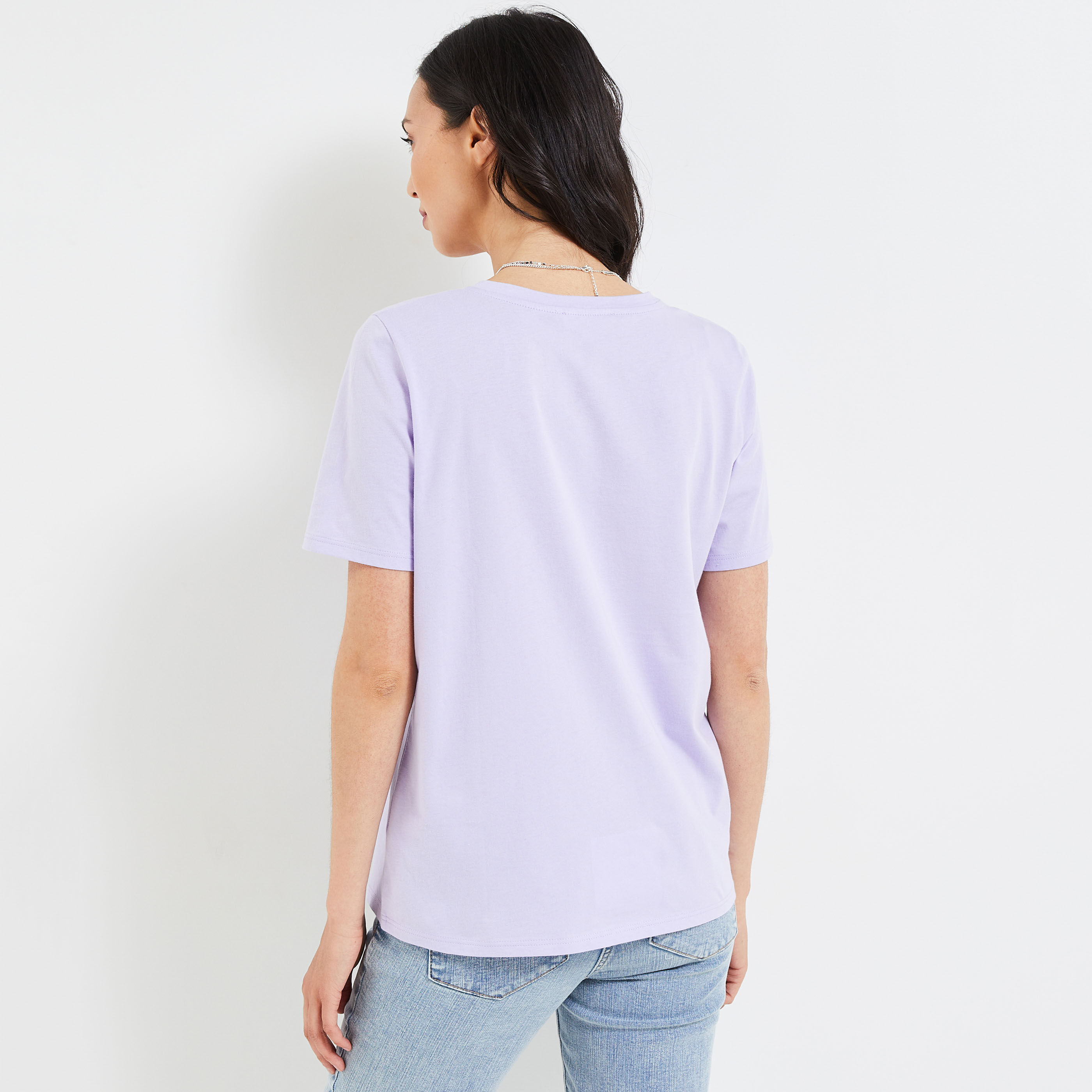 T-shirt col rond femme - VIOLET CLAIR