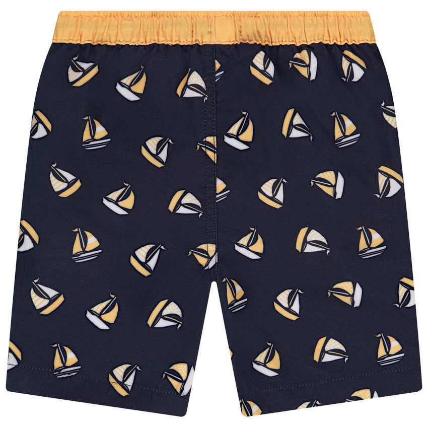 Short de bain en microfibre imprimé voiliers pour bébé garçon - Bleu marine