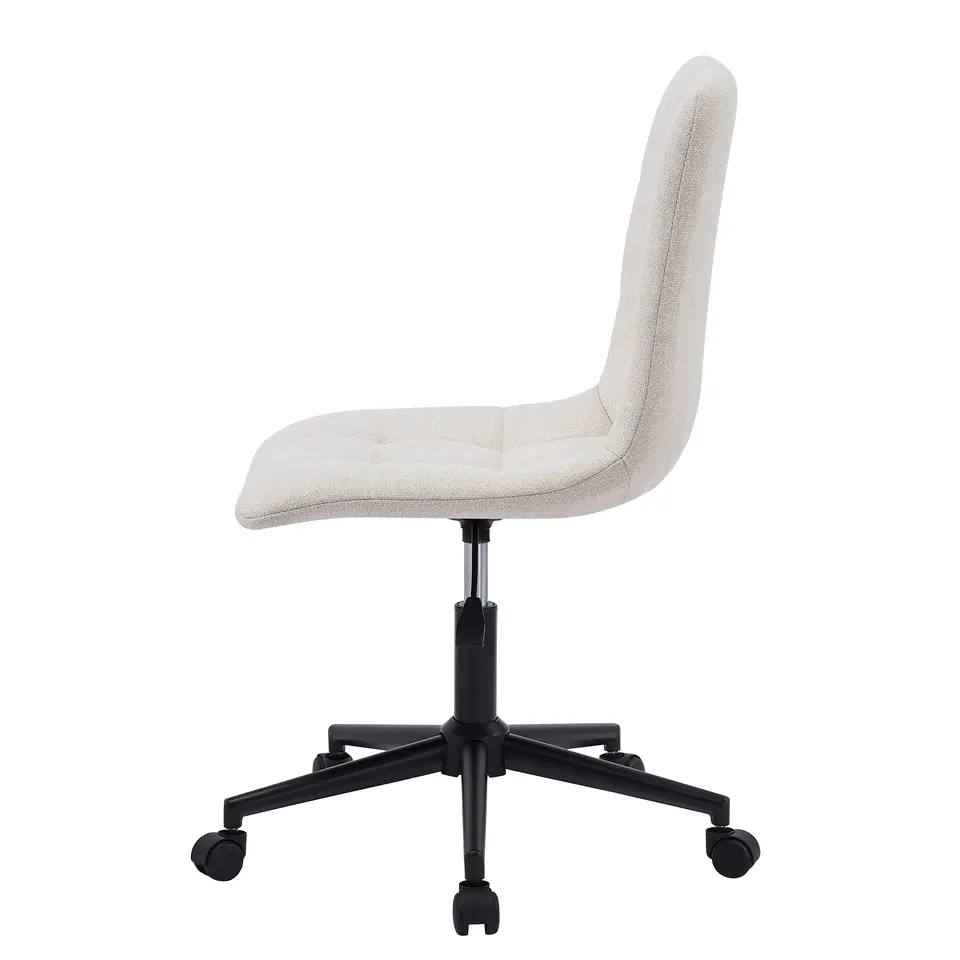 Bureaustoel van beige stof met metalen onderstel