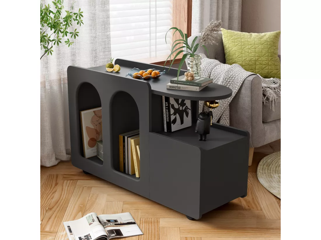 Buffet à roulettes - avec rangement multifonctionnel - designunique - Noir