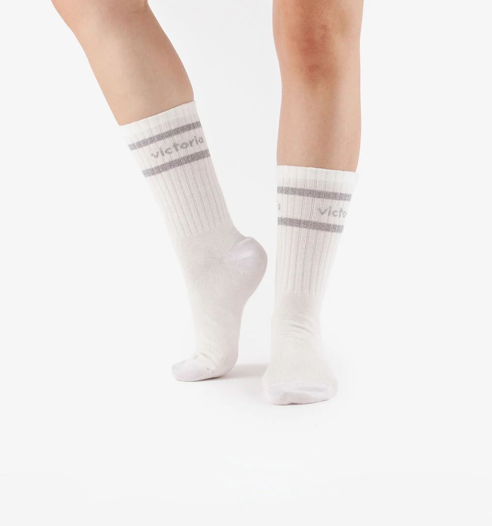 CHAUSSETTES COTON BL-LUREXPLATA-NUDE
