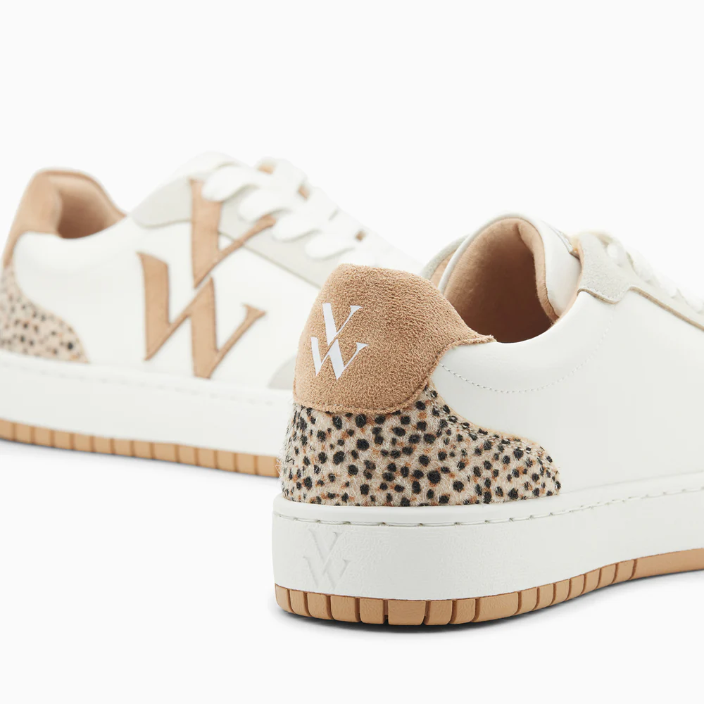Sneakers-Baskets monogramme Esmée blanc et beige