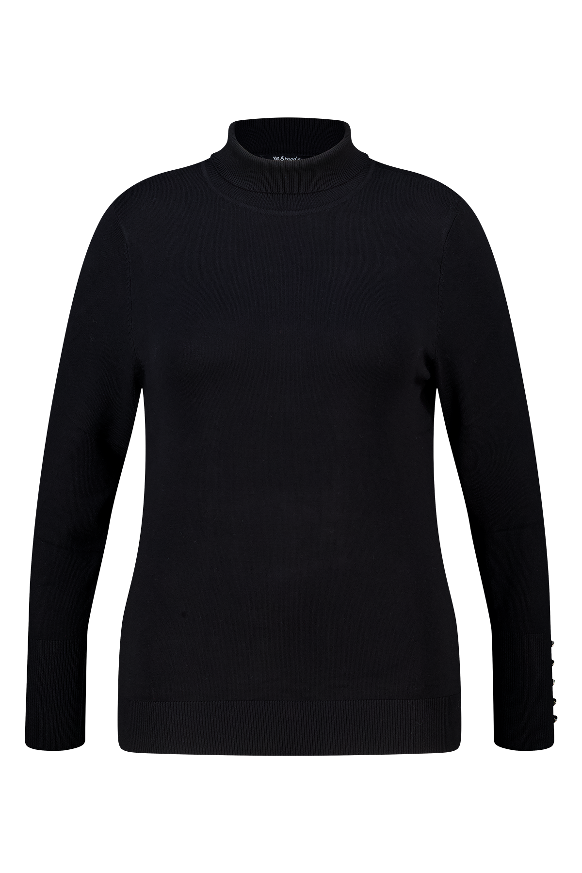 Trui met turtle neck en sierknopen Zwart
