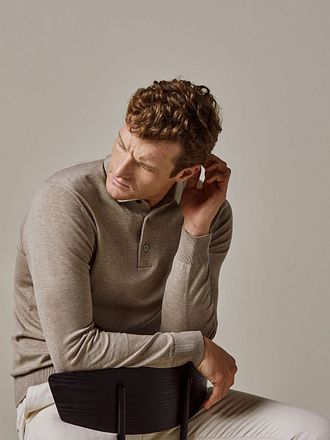 Profuomo Longsleeve Poloshirt Luxury Basic Beige PP2J00009C-F kopen