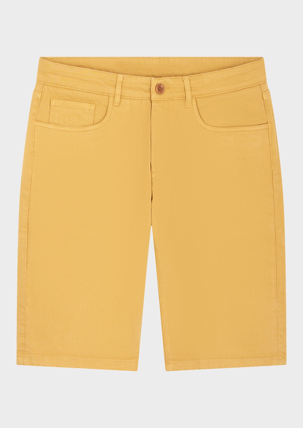 Bermuda en coton stretch uni jaune curry